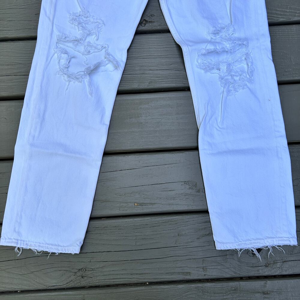 Agolde 90s Jean loose fit premium denim white Distressed Button Fly Size 25 - Picture 5 of 13
